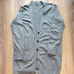 Vince Women Long Cardigan Gray 100% Cashmere Long Sleeve Solid Size Small